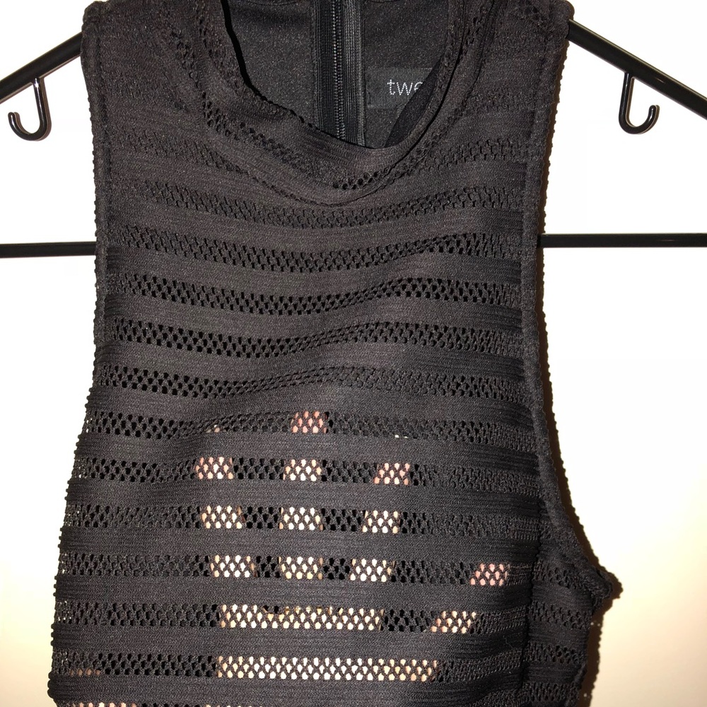 Revolve black mesh crochet turtleneck dress Twenty - Picture 7 of 8